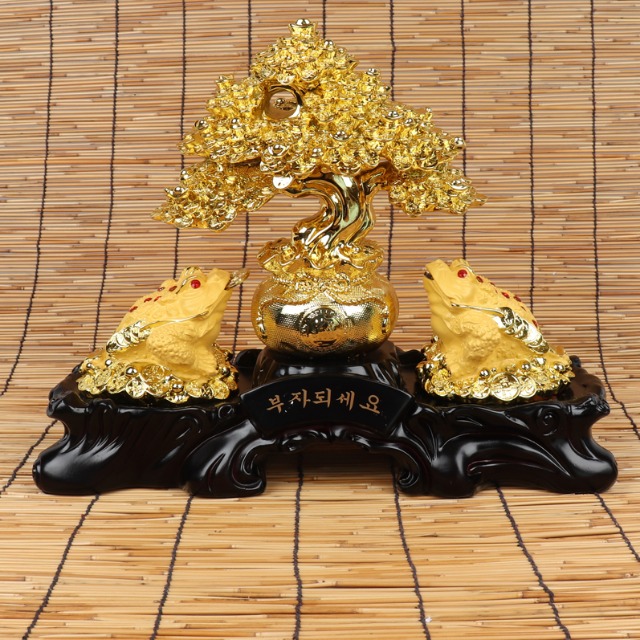 황금 나무 복 삼족 두꺼비 인테리어 장식 소품 인형