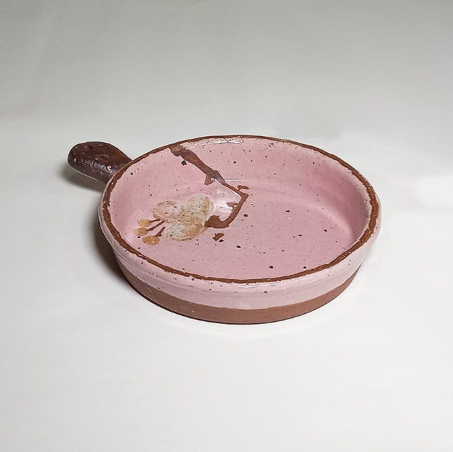 봄봄 프라이팬 모양 접시 진달래꽃 핑크 소